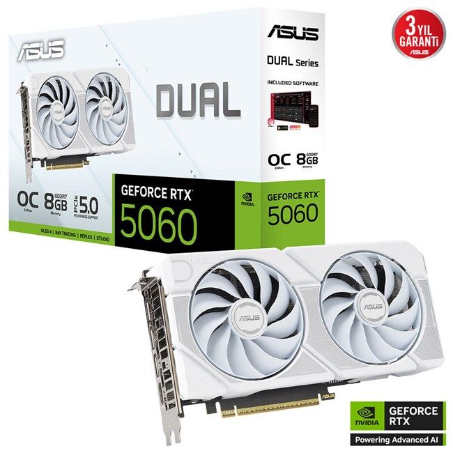 Asus GeForce RTX 5060 8GB Dual OC GD7 128B Beyaz
