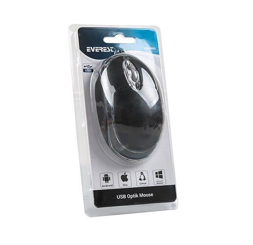 Everest Kablolu Mavi Işıklı Mouse Siyah (KM-6809)