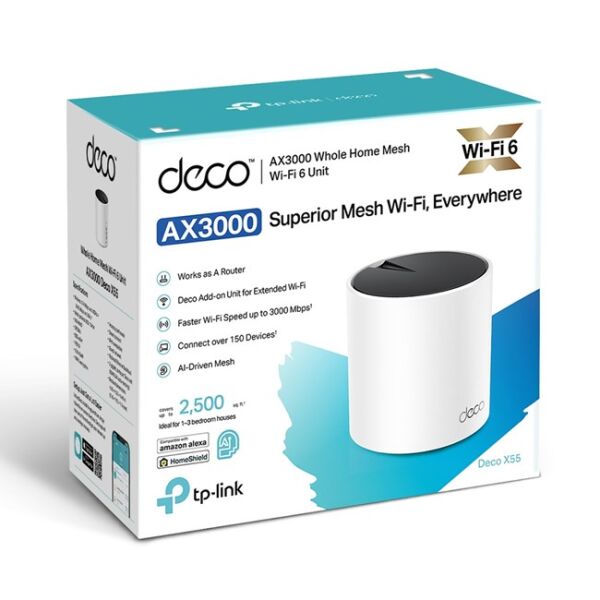 Tp-Link Deco X55(1-pack) Mesh Tekli Router