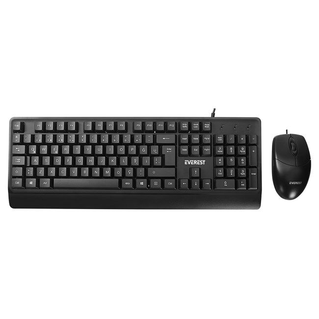 Everest Kablolu Set Usb Q Türkçe Siyah (KM-619)