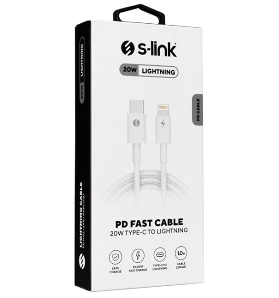 S-link Hızlı Şarj Kablosu Type-C to Lightning (1m)