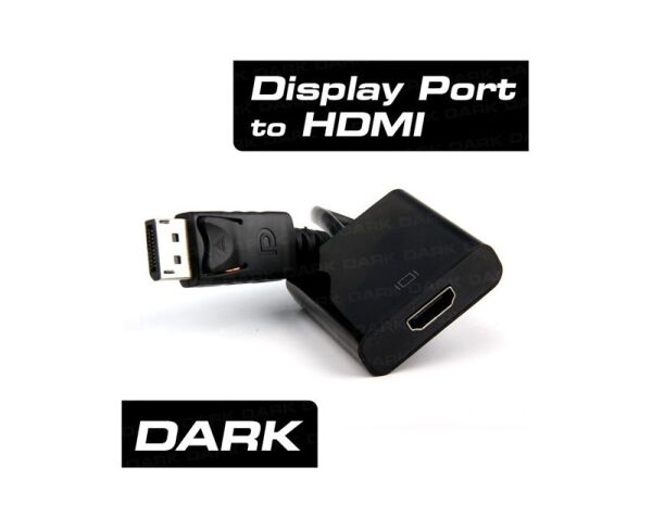 Dark DisplayPort to HDMI Dişi Çevirici 4K