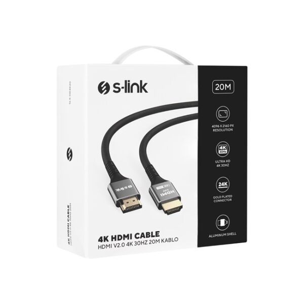 S-link HDMI Kablo Siyah (20m) 4K