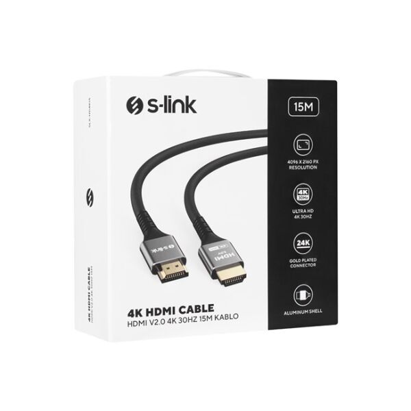 S-link HDMI Kablo Siyah (15m) 4K