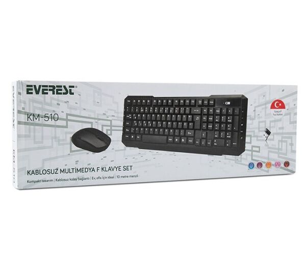 Everest KM-510 Siyah Kablosuz Q Klavye Set