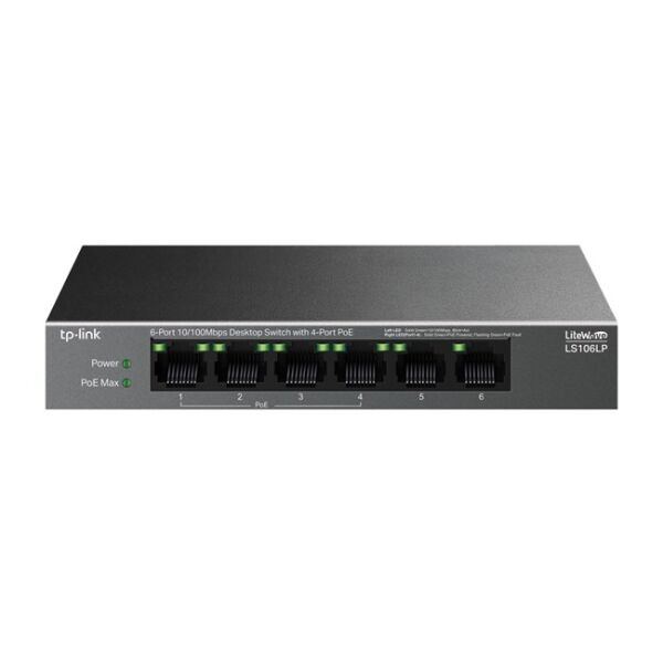 Tp-Link 6Port 10/100 Mbps 4xPoE 41W(LS106LP)
