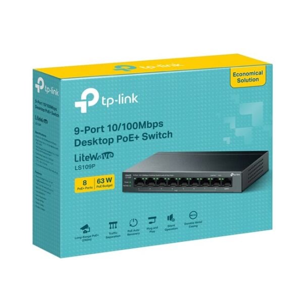 Tp-Link 9Port 10/100Mbps 8xPoE 63W (LS109P)