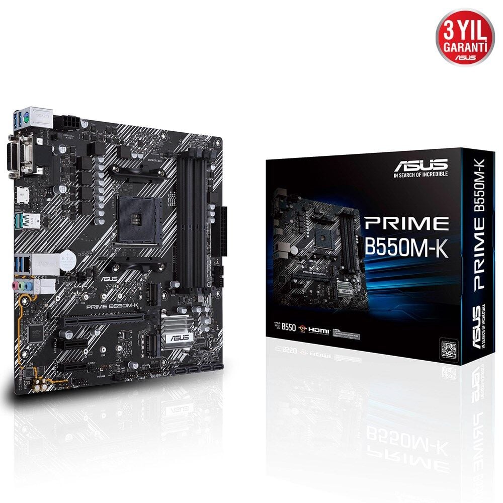 Asus Prime B550M-K AM4 Ryzen DDR4 Vga Dvi Hdmi
