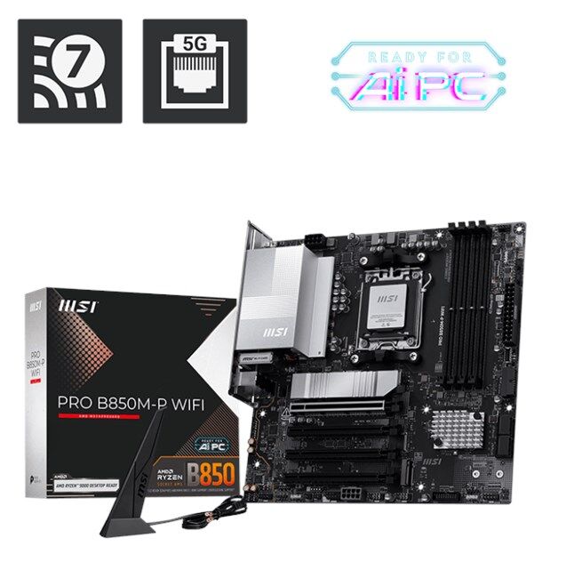 MSI Pro B850M-P Wifi AM5 D5 Hdmi Dp Type-C